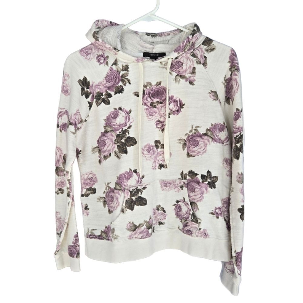 Forever 21 Limited Release Purple Rose Terry Pullover Hoodie Womens Size Medium